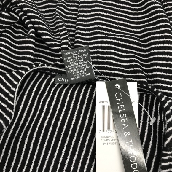 Chelsea Theodore knit top XS black white stripe short flounce sleeve NWT - Picture 5 of 6